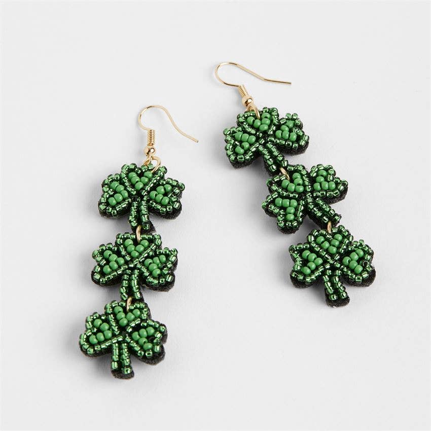 Shamrock Dangle Earrings: Green