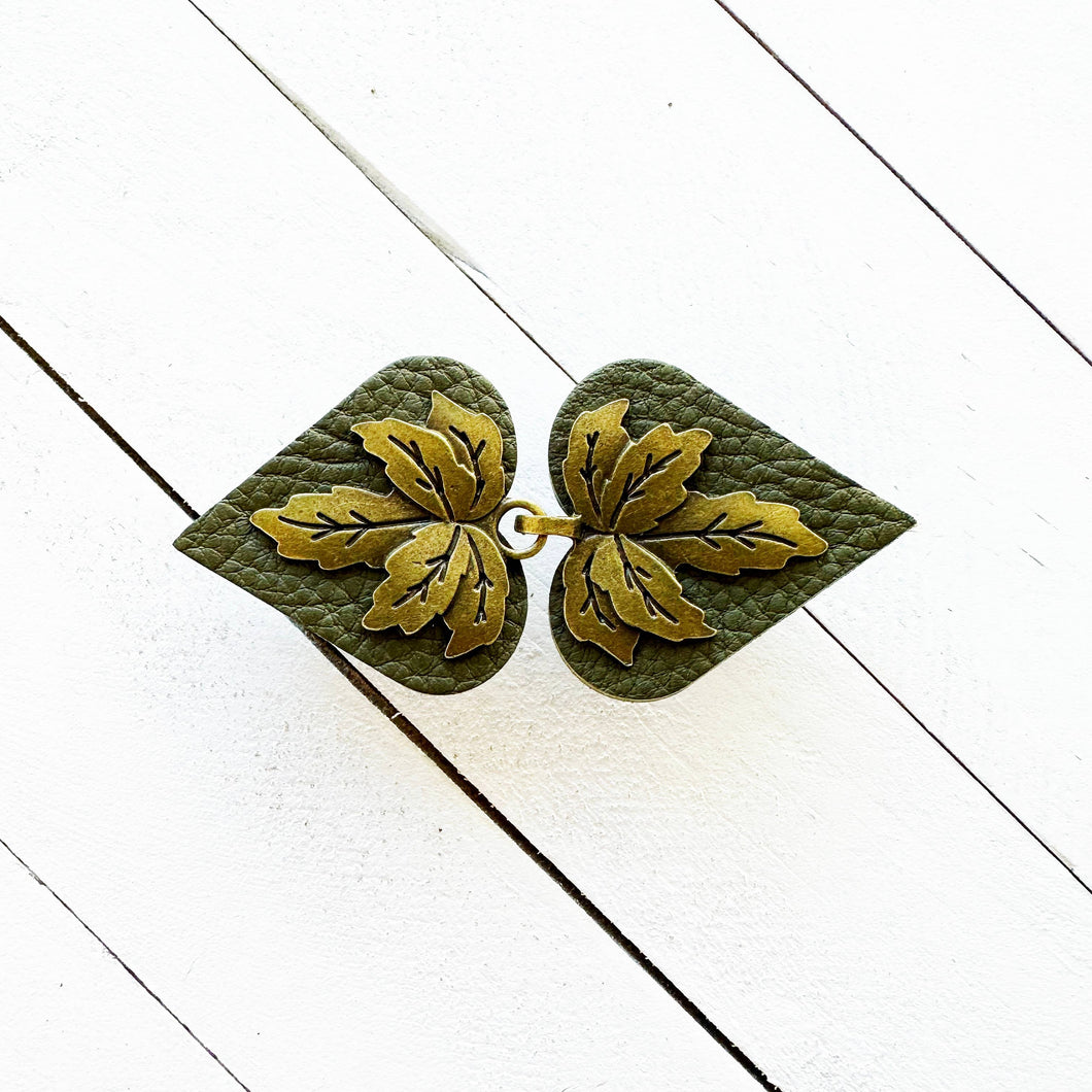 Jaedon - Bronze Leaf on Green Leather