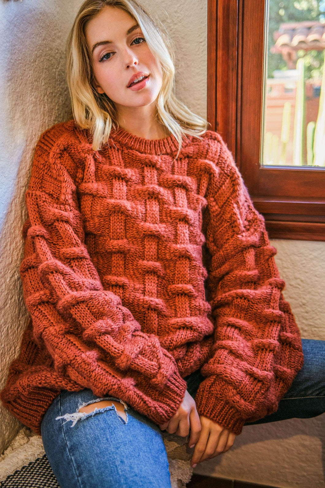 Puffy Texture Pullover Sweater