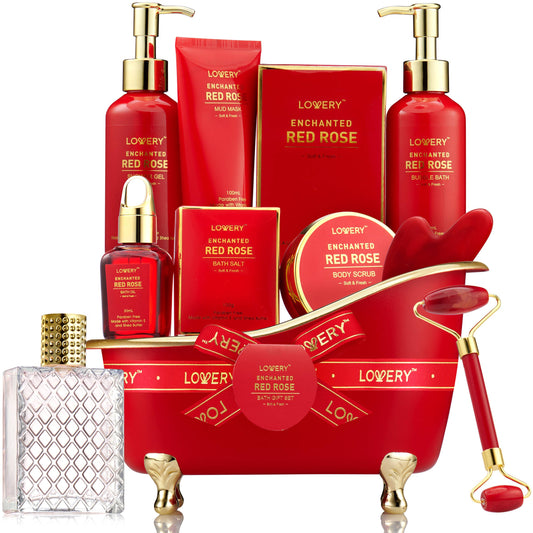 Christmas Gift Basket ( Red Rose Spa Bath and Body Self Care)