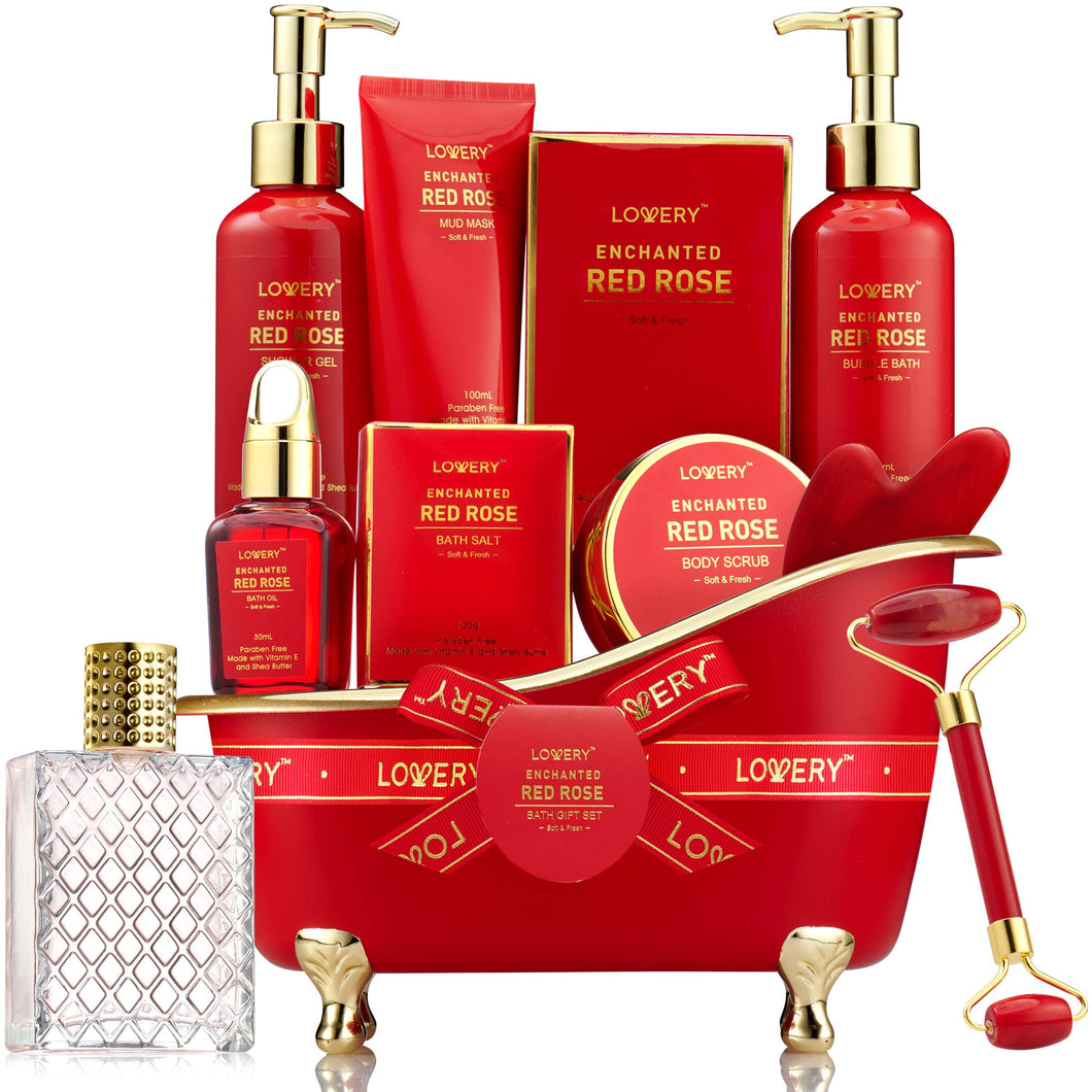 Christmas Gift Basket ( Red Rose Spa Bath and Body Self Care)