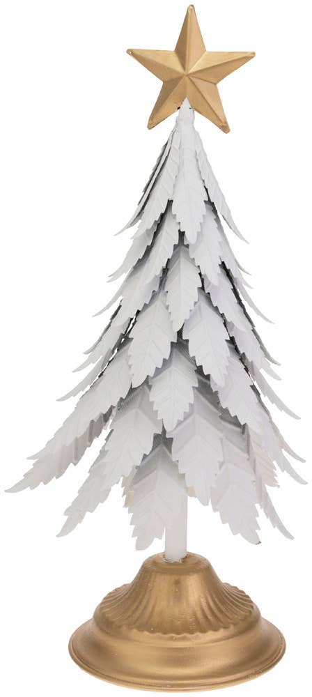 Small White Metal Tree w/ Texture Branches Christmas