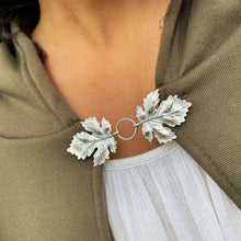 Load image into Gallery viewer, Katlyn - Silver Metal, Double Leaf Clothing Clasp
