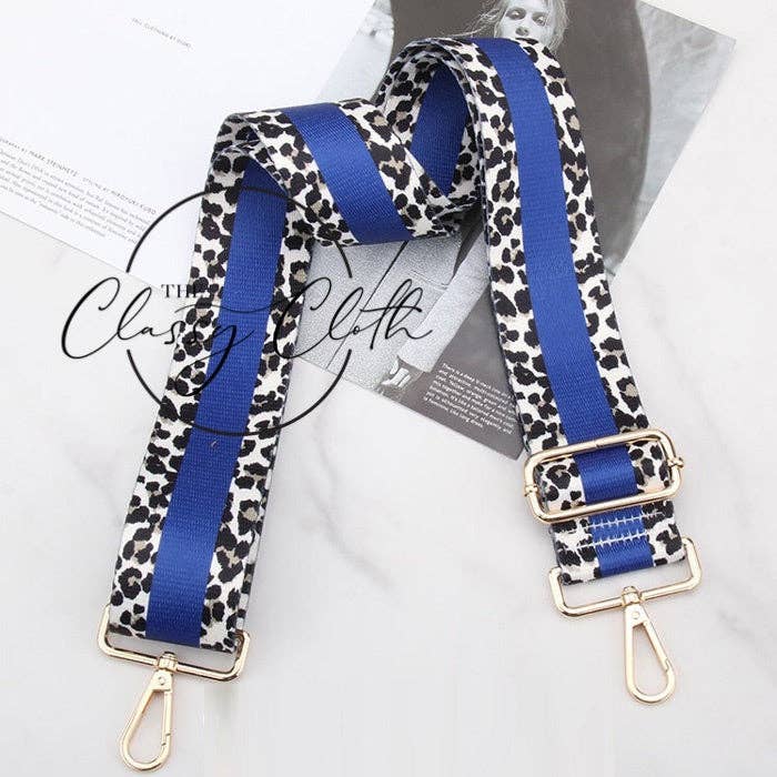 Crossbody Guitar Strap - Vert Royal Blue Stripe Leo RTS