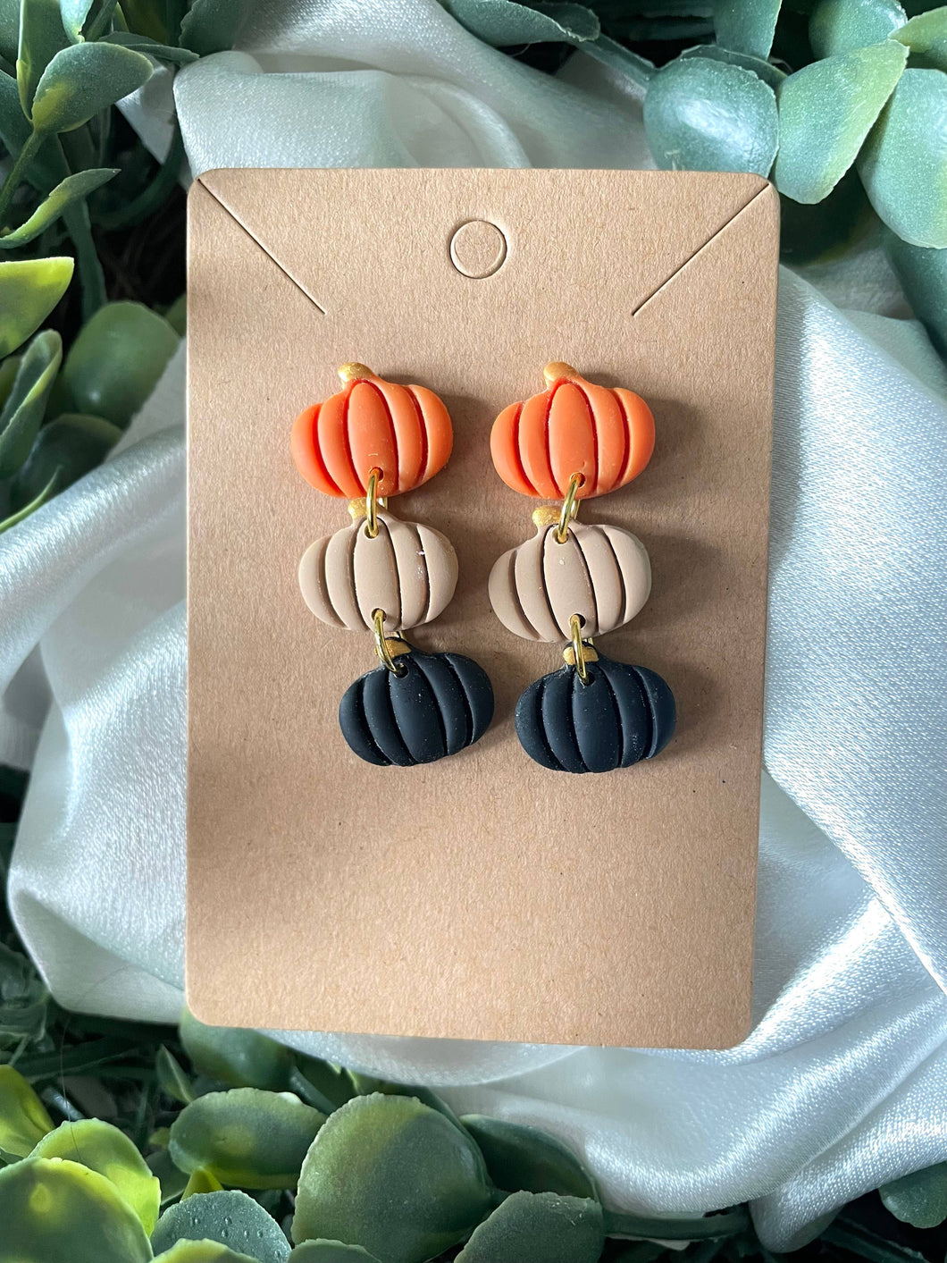 Mini Pumpkin Dangle Clay Earrings