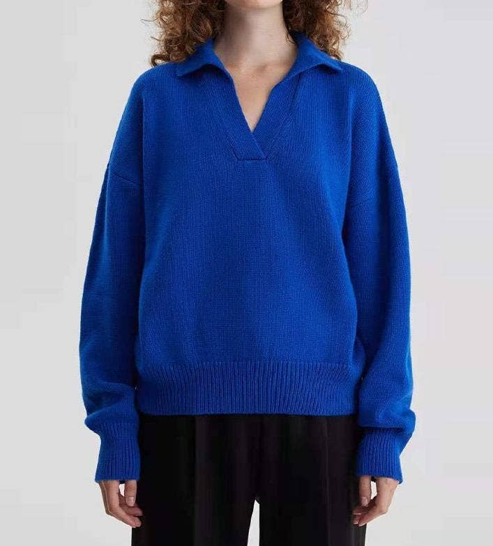 Knitted Polo Neck Pullover Sweater