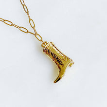 Load image into Gallery viewer, Golden Cowgirl Boot Necklace
