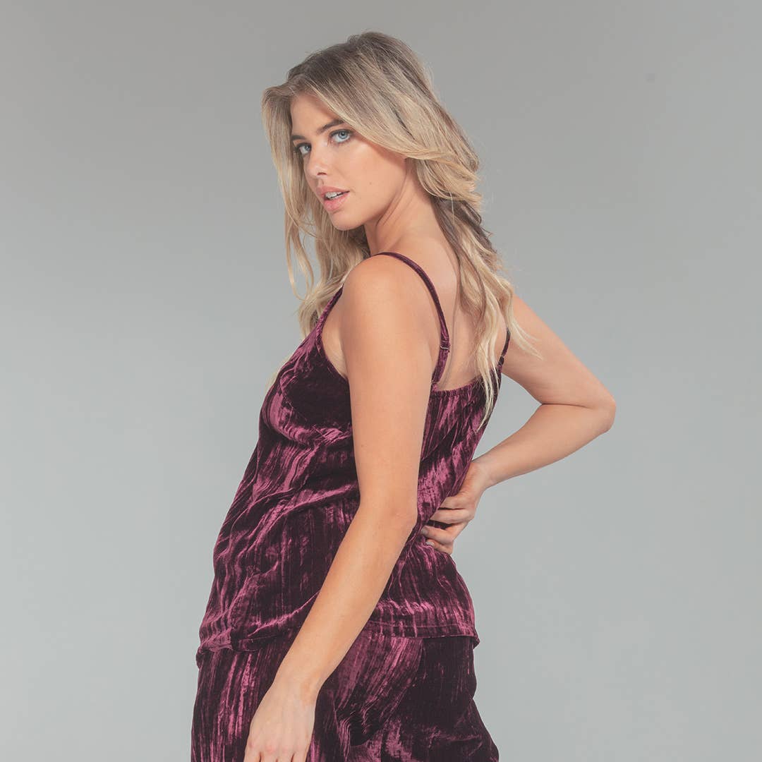 Crushed Velvet Cami Tank w/ Adjustable Straps