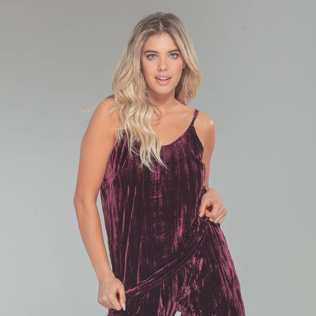 Crushed Velvet Cami Tank w/ Adjustable Straps