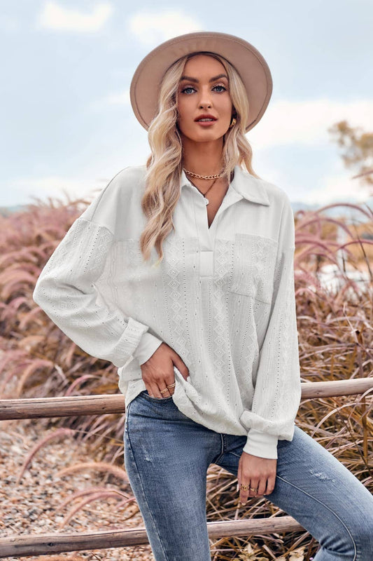 Ribbed Western Collared Top