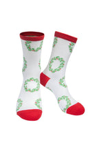 Load image into Gallery viewer, Womens Bamboo Christmas Wreath Socks Xmas Floral Novelty
