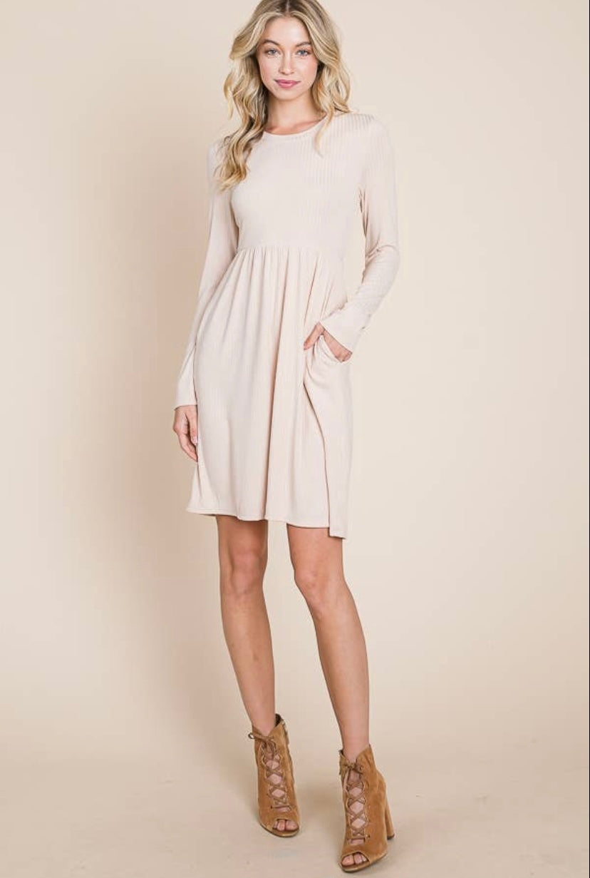 Rib Long Sleeve Knit Dress