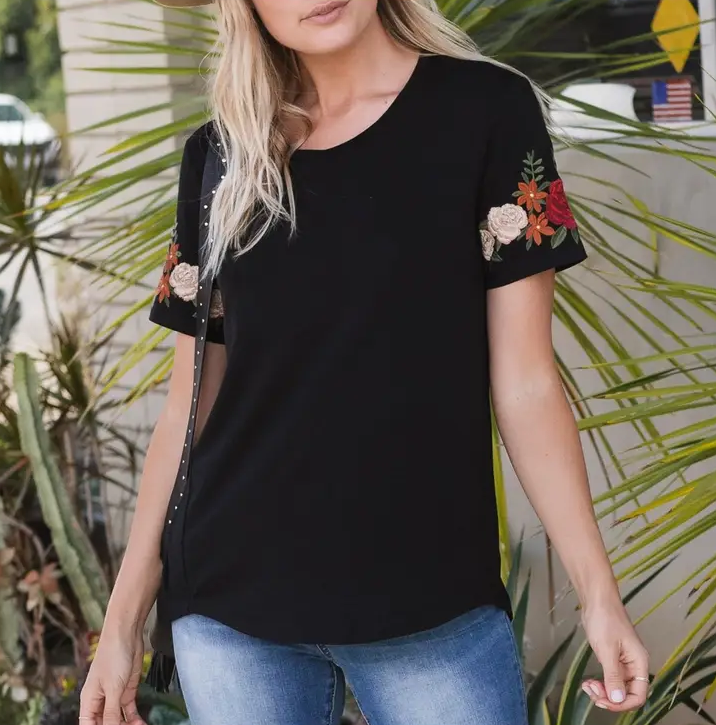 Embroidered Sleeve Tee