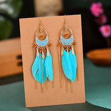 Load image into Gallery viewer, Feather Rice Bead Drop Earrings
