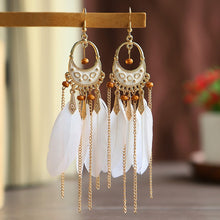 Load image into Gallery viewer, Feather Rice Bead Drop Earrings
