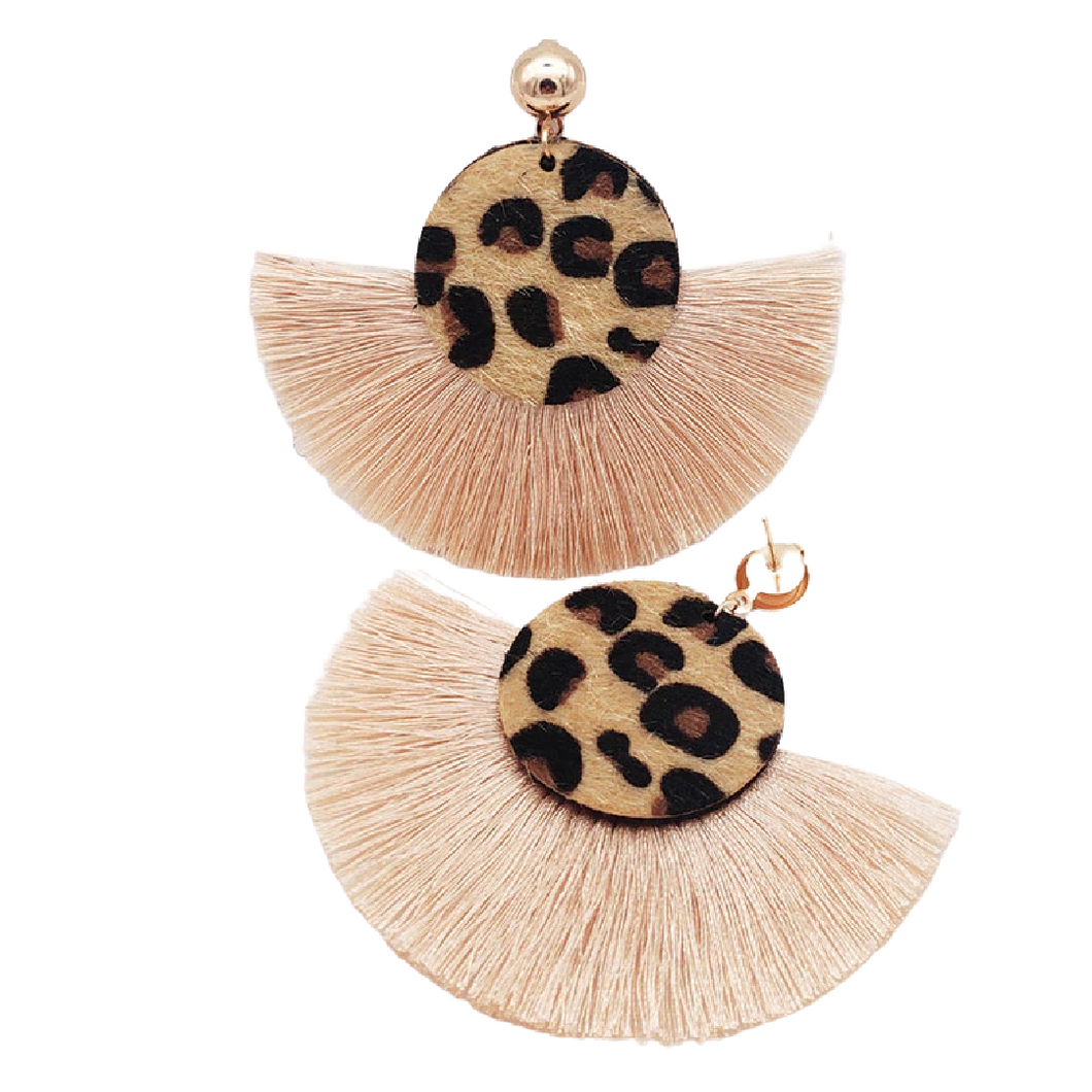 Leopard fringe earrings deals