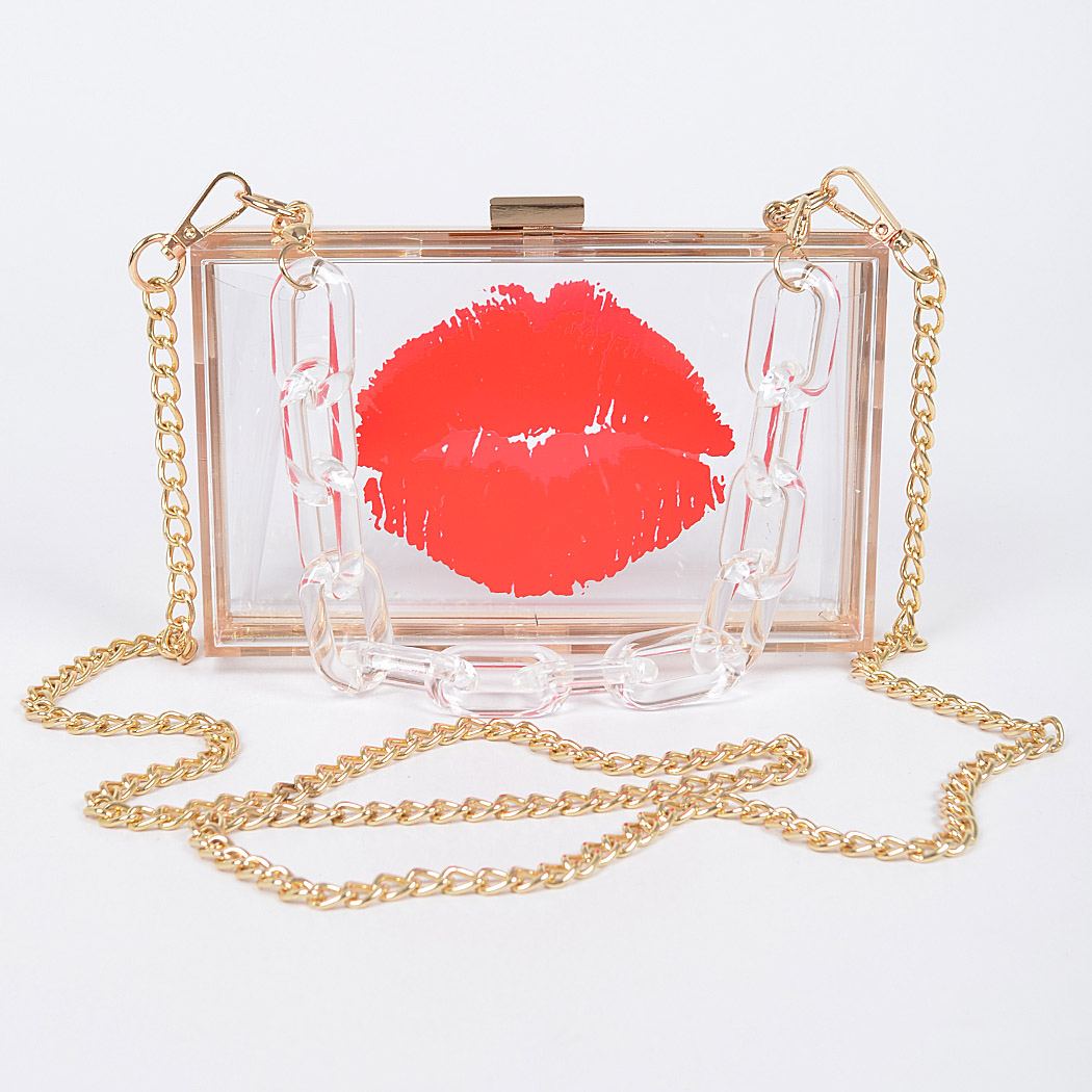 Clear Red Lip Box Purse