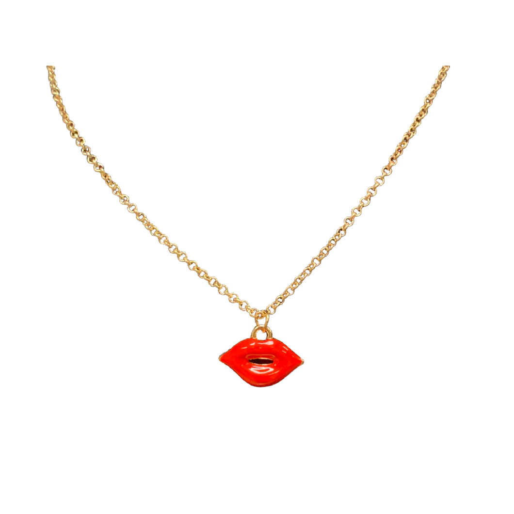 Red Lip Shaped Necklace