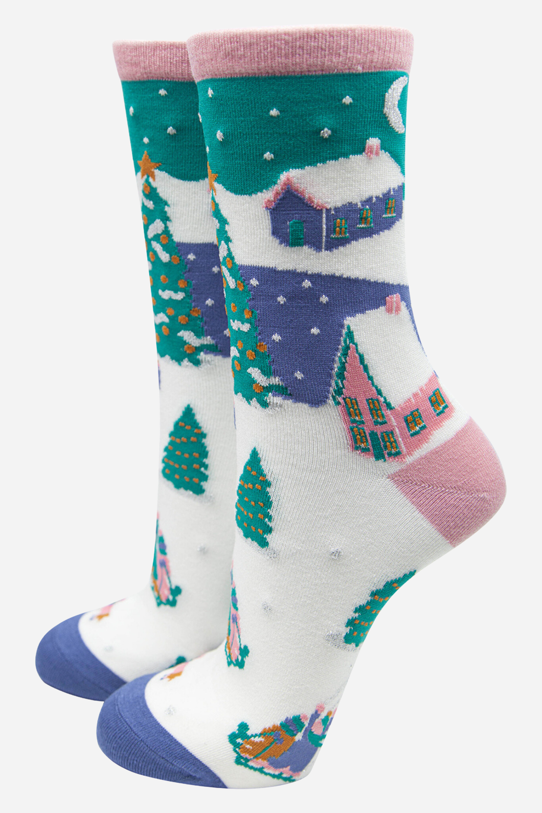 Christmas Village print Bamboo Print Socks