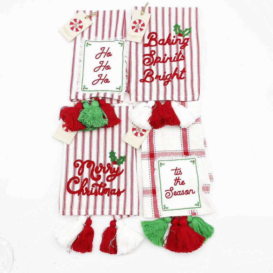 CHRISTMAS TICKING TEA TOWELS
