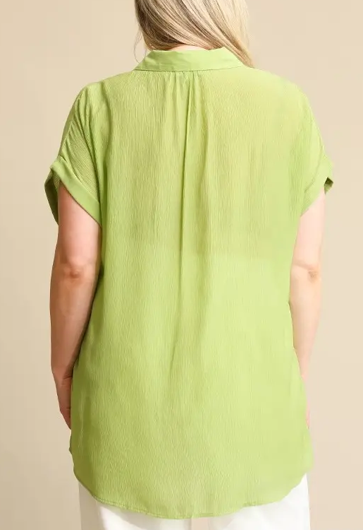 Apple Green Crinkle Button Down Shirt