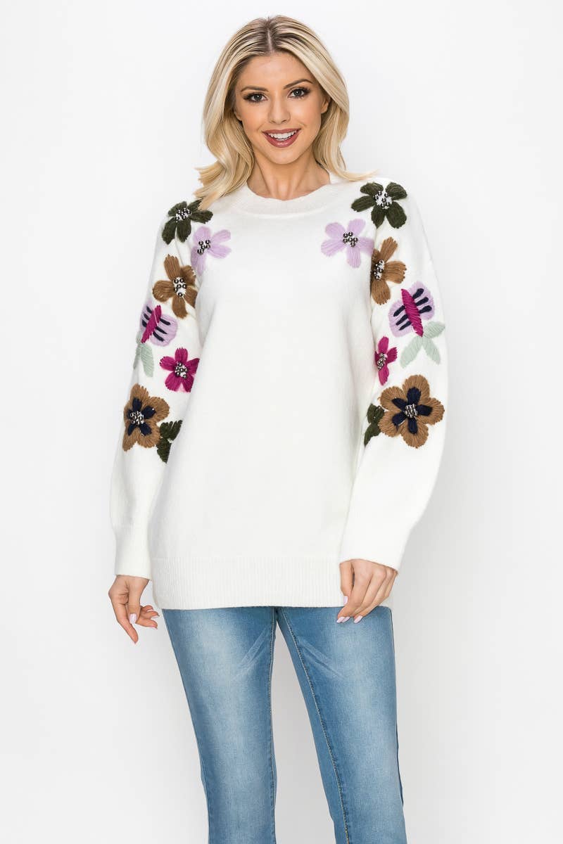 Scout Knitted Crochet Flower Sweater