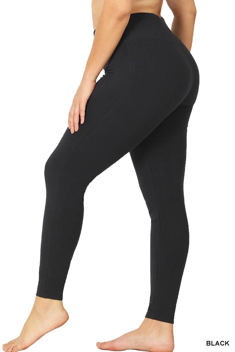 BLACK PLUS SIZE BETTER COTTON WIDE WAISTBAND LEGGINGS