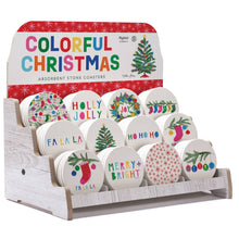 Load image into Gallery viewer, Colorful Christmas Pre-Packed Round Coaster Display
