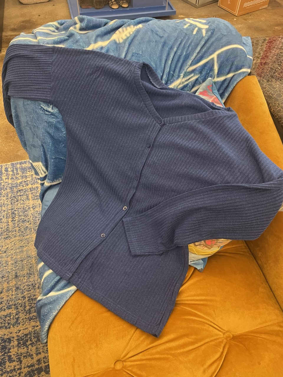 Blue Button-Up Sweater