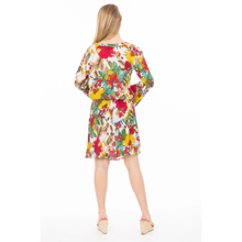 Load image into Gallery viewer, Short Floral Bohemian Dress With Drawstrings
