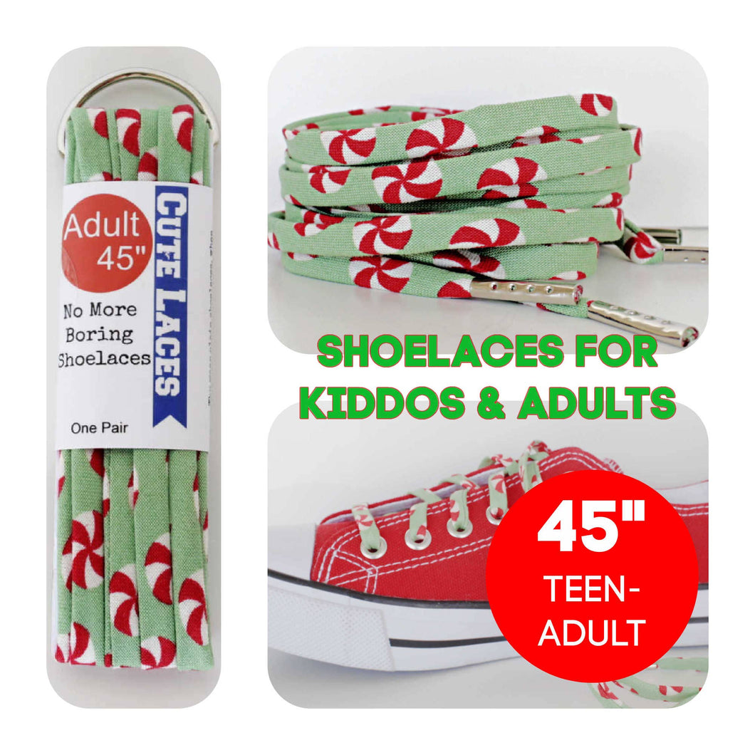 Holiday Christmas Cute Shoe Laces Peppermint Patties