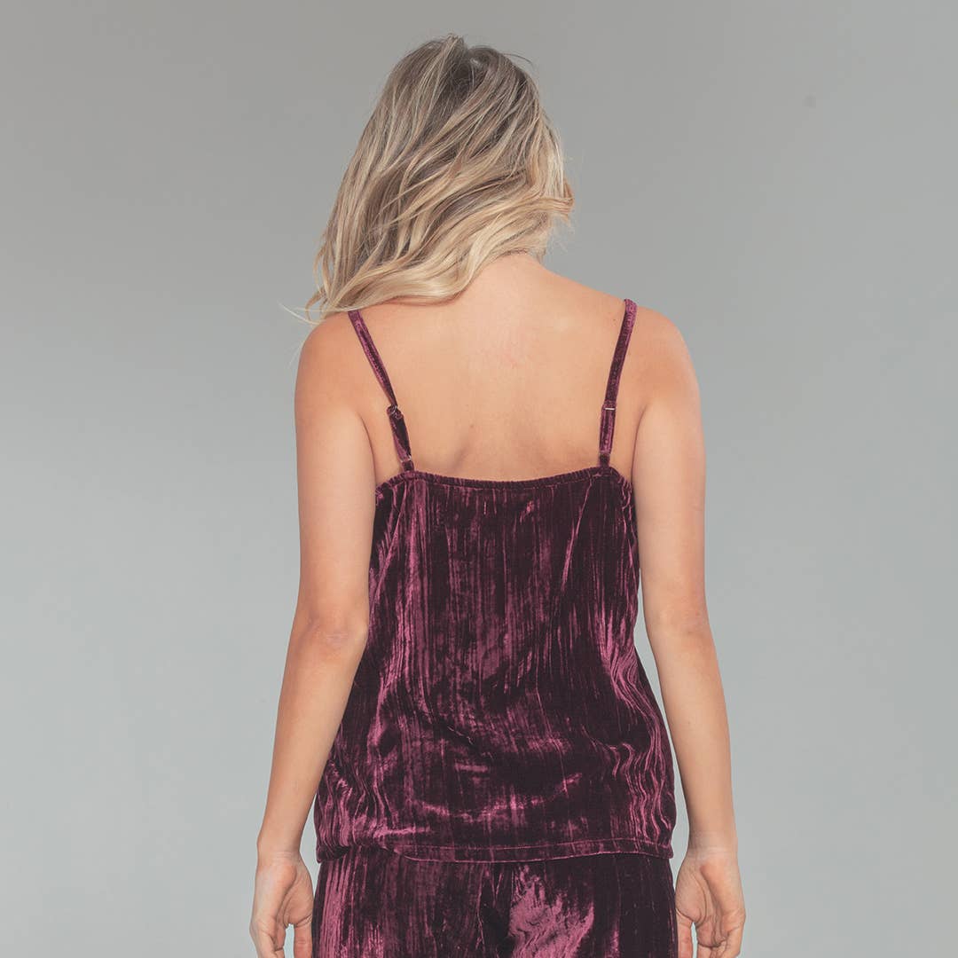 Crushed Velvet Cami Tank w/ Adjustable Straps