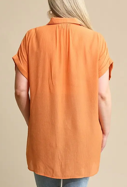 Clay Crinkle Short Sleeve Button Down Shirt