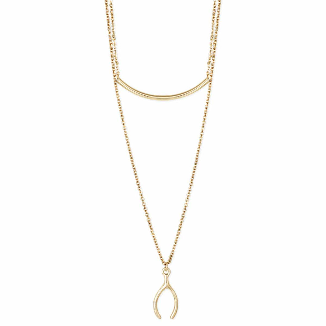One Wish Wishbone Layer Necklace
