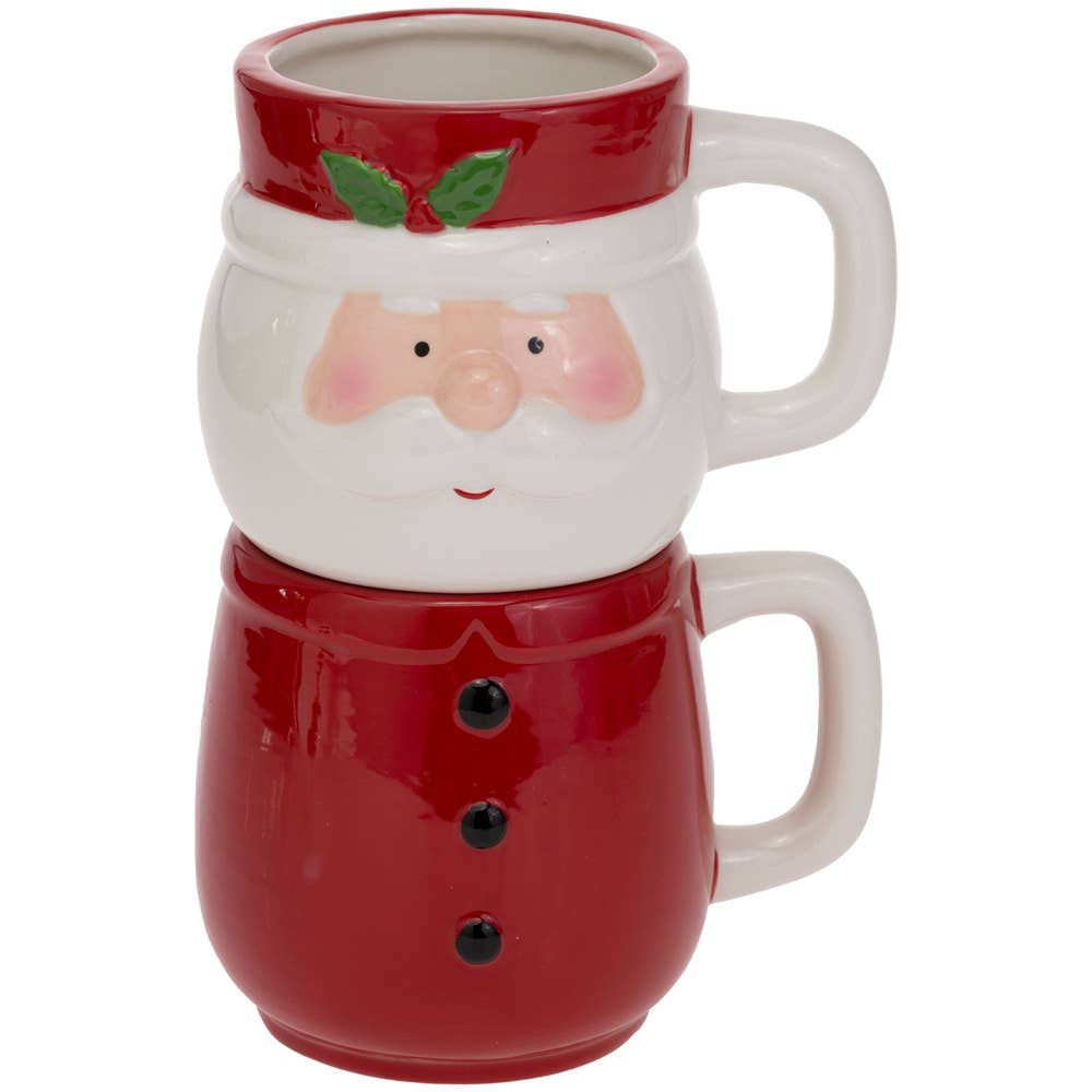Festive Santa Stack Ceramic Mug Duo Christmas