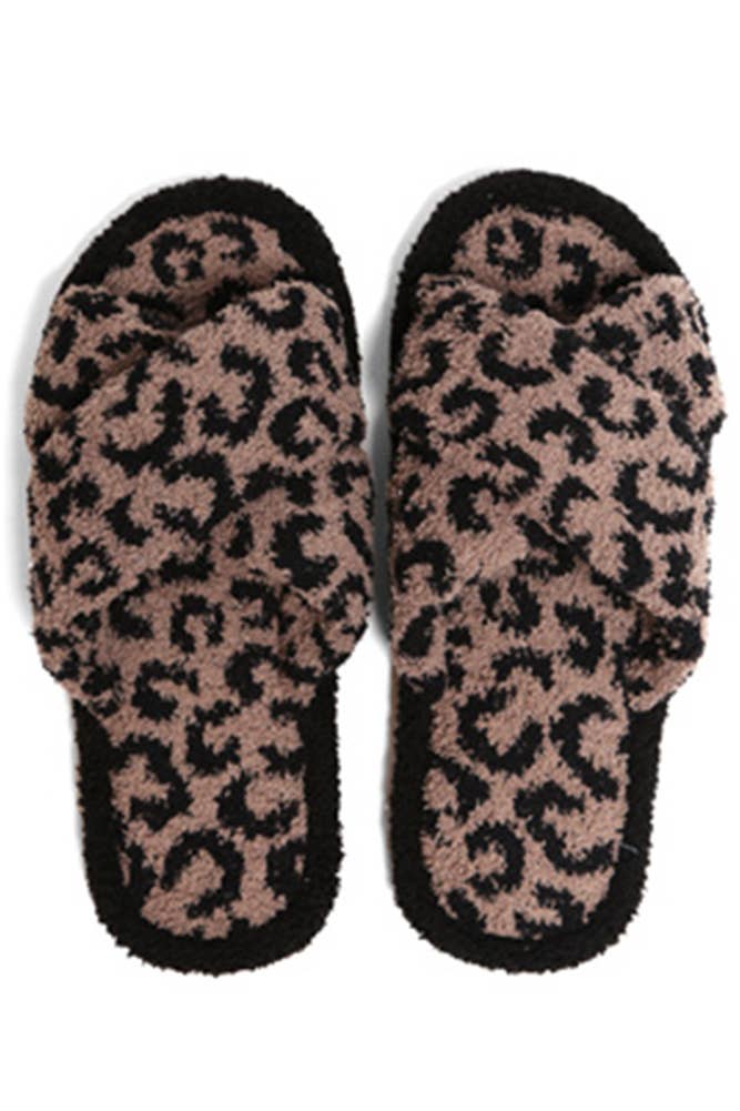 Leopard criss-cross slippers
