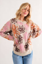 Load image into Gallery viewer, Scallop Edge Floral Print Sweater
