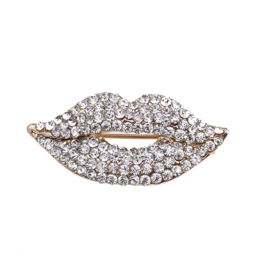 Diamond Sexy Lips Brooch