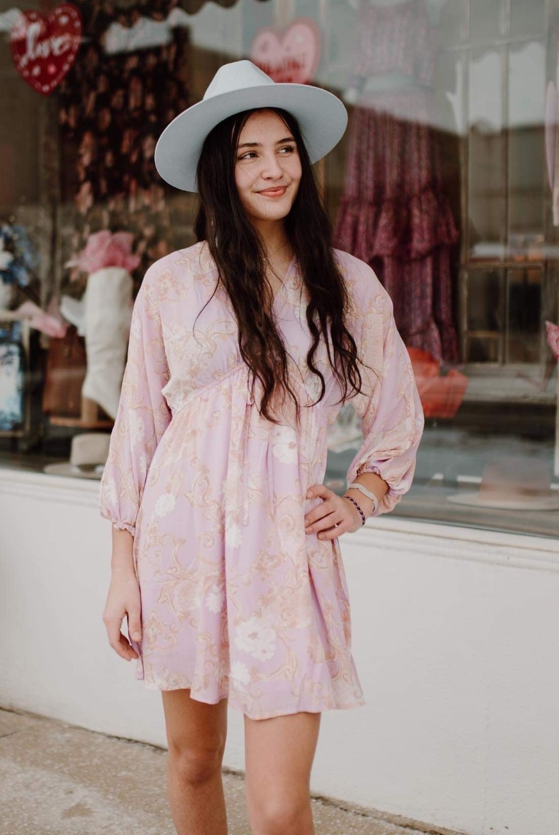 Lavender Tie Front Short Dress