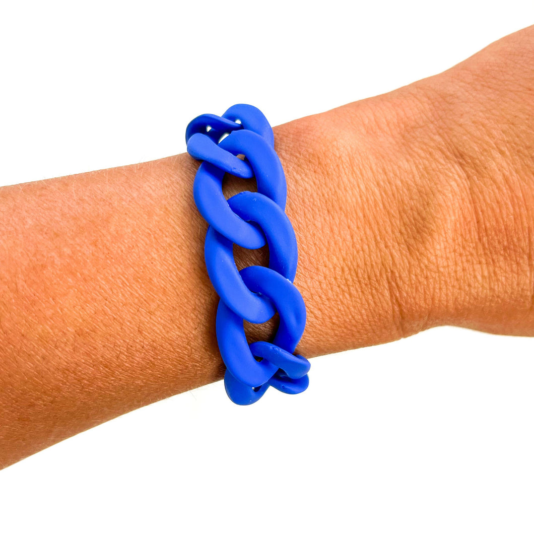 Matte Blue Chunky Acrylic Chain Link Bracelet