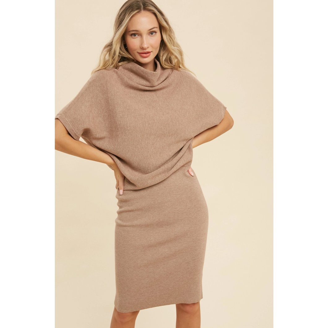 Slouch Neck Cozy Mid Sweater Dress