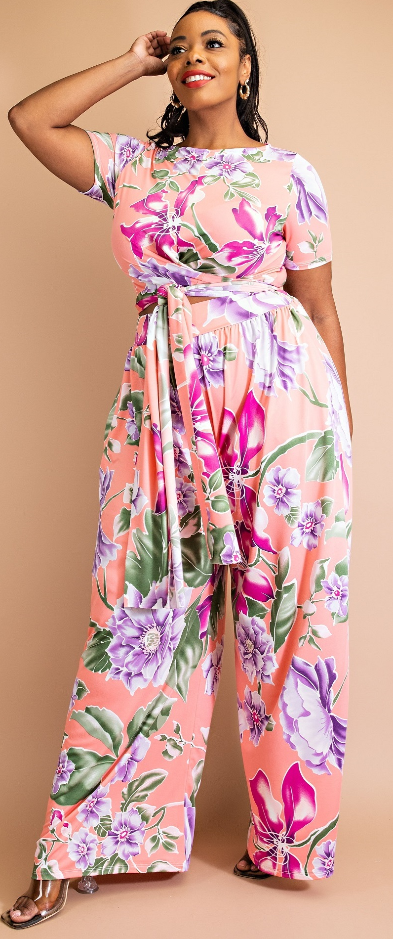 Short Sleeve Palazzo Pants Set