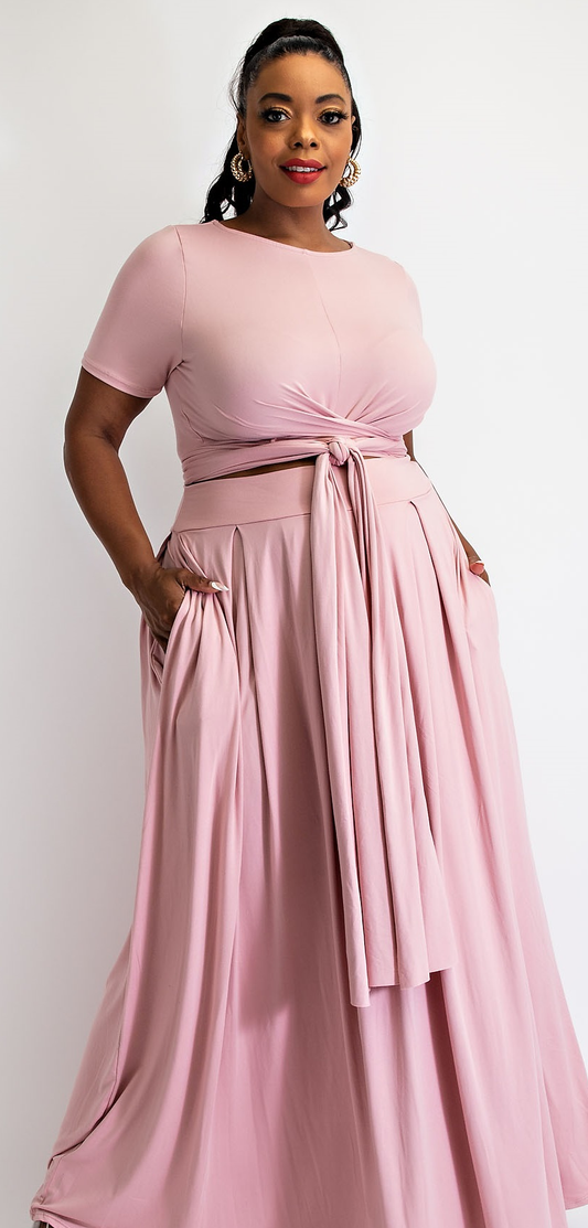 Wrap Around Blush Maxi Skirt Set
